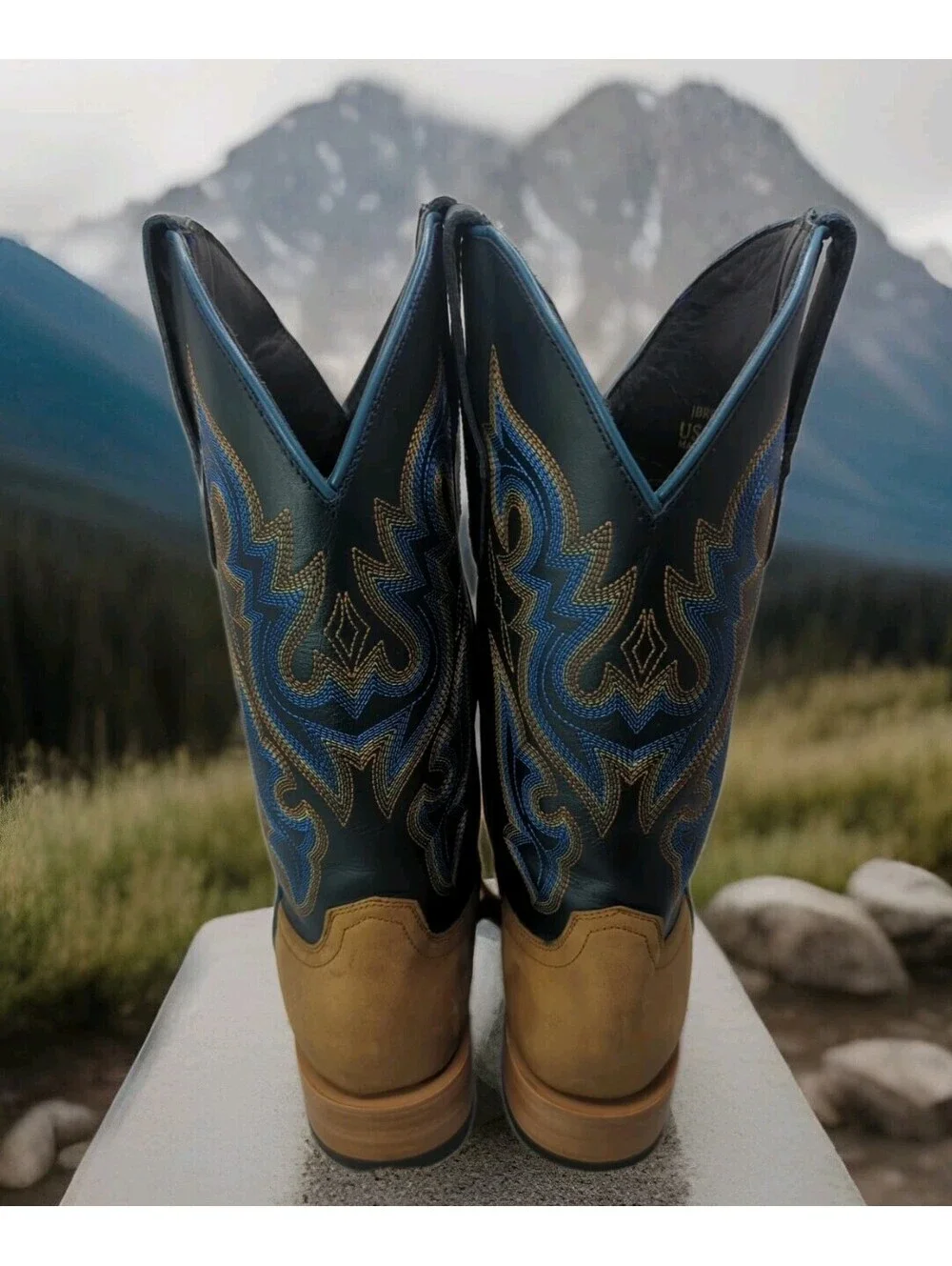 $330 J.B. Dillon Reserve Cowboy Western Blue Tan Leather Boot JBRP3250 Mens 8.5